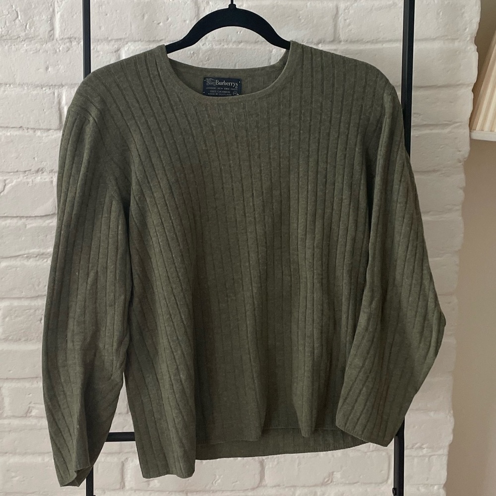 Vintage Burberry cashmere 3/4 sleeve crew neck sweater GUC